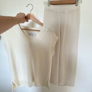 Petal & Pup ivory knit set